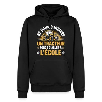 Geboren, um einen Traktor zu fahren, gezwungen, zum Eco zu fahren - Männer Premium Bio Hoodie - Schwarz - Vorne - Nico (187cm)