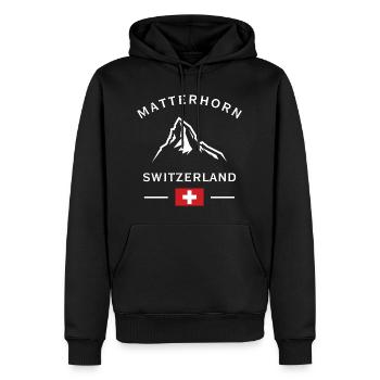 Matterhorn Alpen Schweiz Logo - Männer Premium Bio Hoodie - Schwarz - Vorne - Nico (187cm)
