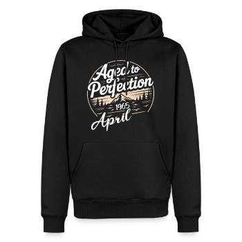 Avril 1965 anniversaire avril 1965 - Sweat à capuche Premium bio Homme - noir - Devant - Nico (187cm)