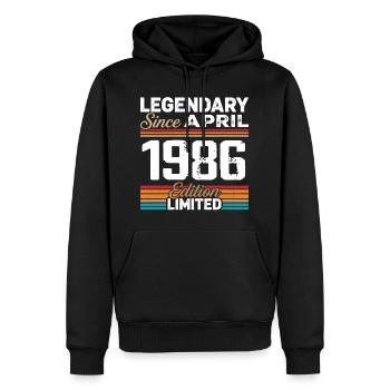 Cadeau Anniversaire Avril 1986 Rétro Avril 1986 - Sweat à capuche Premium bio Homme - noir - Devant - Nico (187cm)