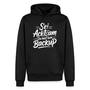 Sei achtsam Leben - Männer Premium Bio Hoodie - Schwarz - Vorne - Nico (187cm)