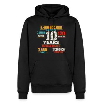 10 Jahre Double Digits Geburtstag Retro Design - Männer Premium Bio Hoodie - Schwarz - Vorne - Nico (187cm)