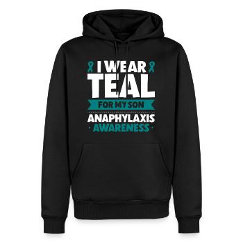 Anaphylaxie Sohn - Ich trag Türkis - Männer Premium Bio Hoodie - Schwarz - Vorne - Nico (187cm)