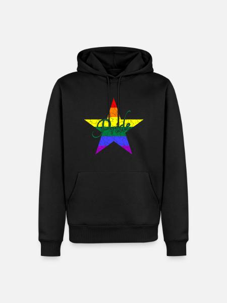 LGBTQ Pride Stern - Männer Premium Bio Hoodie - Schwarz