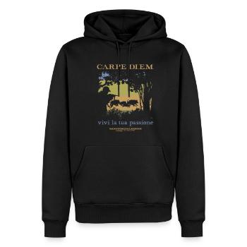 Carpe Diem, lebe deine Leidenschaft - Wildschwein - Männer Premium Bio Hoodie - Schwarz - Vorne - Nico (187cm)