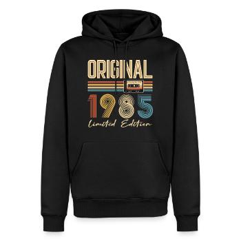 Anniversaire 40 Ans Original 1985 Cadeau Fête - Sweat à capuche Premium bio Homme - noir - Devant - Nico (187cm)