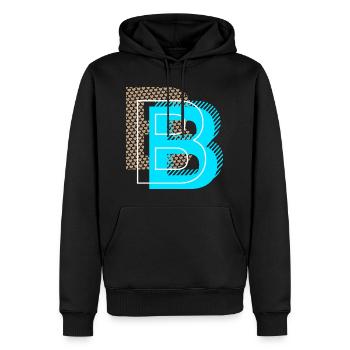 Cooler Buchstabe B - Männer Premium Bio Hoodie - Schwarz - Vorne - Nico (187cm)