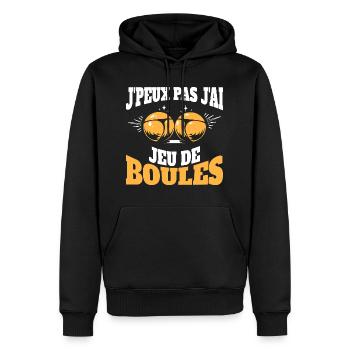 Humour Pétanque Jeu Boules Pétanque - Sweat à capuche Premium bio Homme - noir - Devant - Nico (187cm)