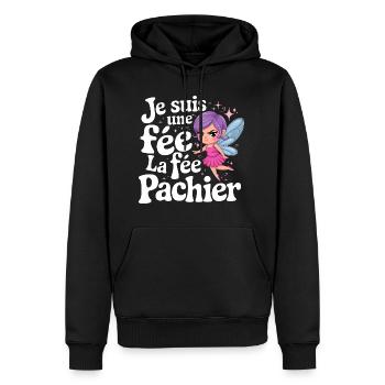 Je Suis Une Fée Pachier Femme Humour - Sweat à capuche Premium bio Homme - noir - Devant - Nico (187cm)