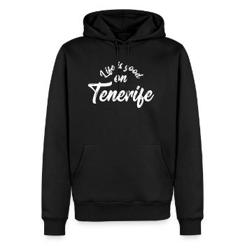 Amour de Tenerife - Sweat à capuche Premium bio Homme - noir - Devant - Nico (187cm)