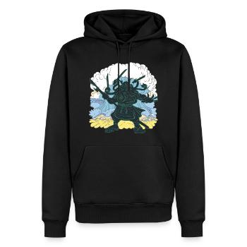 Géant Cthulhu samouraï japonais - Sweat à capuche Premium bio Homme - noir - Devant - Nico (187cm)