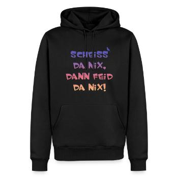 Scheiss da nix dann feid da nix, lustiger Spruch, - Männer Premium Bio Hoodie - Schwarz - Vorne - Nico (187cm)