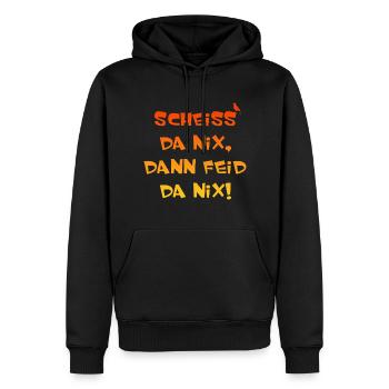 Scheiss da nix dann feid da nix - Männer Premium Bio Hoodie - Schwarz - Vorne - Nico (187cm)