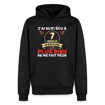 7 Ans De Mariage Noces De Coton Cadeau Mari 7eme - Sweat à capuche Premium bio Homme - noir - Devant - Nico (187cm)