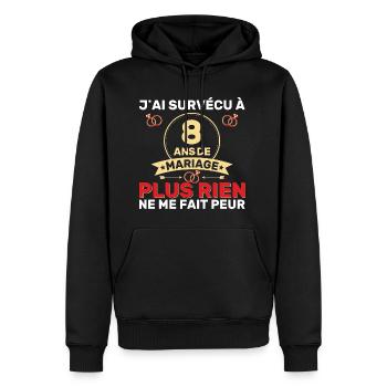 8 Ans De Mariage Noces De Coton Cadeau Mari 8eme - Sweat à capuche Premium bio Homme - noir - Devant - Nico (187cm)
