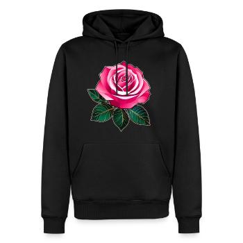 Pink Rose I - Sweat à capuche Premium bio Homme - noir - Devant - Nico (187cm)