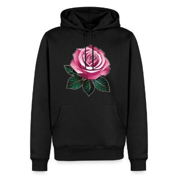 Pink Rose II - Sweat à capuche Premium bio Homme - noir - Devant - Nico (187cm)
