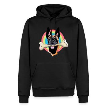 malinois avec os - Sweat à capuche Premium bio Homme - noir - Devant - Nico (187cm)