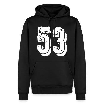 Maillot à 53 numéros - Sweat à capuche Premium bio Homme - noir - Devant - Nico (187cm)