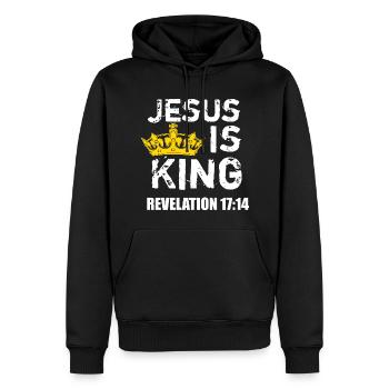 Jesus is King (Crown) - Faith Christian Jesus4m3 - Men’s Premium Organic Hoodie - black - Front - Nico (187cm)