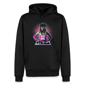 Retour aux années 80 Retour au gymnase - Sweat à capuche Premium bio Homme - noir - Devant - Nico (187cm)