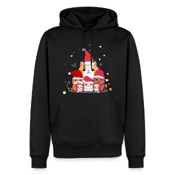 Lustige Weihnachtskatzen - Männer Premium Bio Hoodie - Schwarz - Vorne - Nico (187cm)