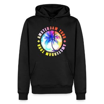 Visite d’Amsterdam colorée - Sweat à capuche Premium bio Homme - noir - Devant - Nico (187cm)