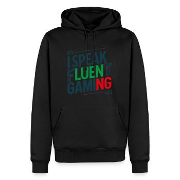 I Speak Fluent Gaming - Funny Gamer - Men’s Premium Organic Hoodie - black - Front - Nico (187cm)