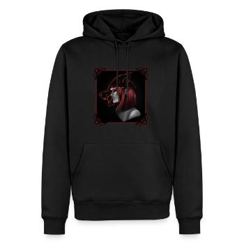 Fille loup - Sweat à capuche Premium bio Homme - noir - Devant - Nico (187cm)