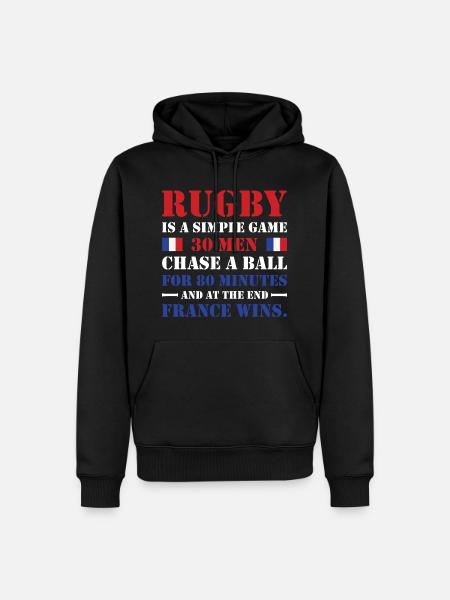 Le rugby est un jeu simple France Rugby - Sweat à capuche Premium bio Homme - noir