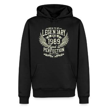 Legendary since 1989 Vintage Vintage Birthday - Men’s Premium Organic Hoodie - black - Front - Nico (187cm)