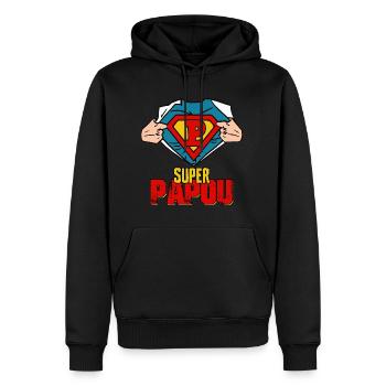 Super Papou Cadeau Meilleure Grand père Vintage - Sweat à capuche Premium bio Homme - noir - Devant - Nico (187cm)