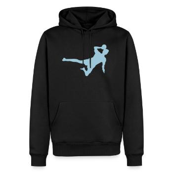 tchoukball silhouette ombre - Sweat à capuche Premium bio Homme - noir - Devant - Nico (187cm)