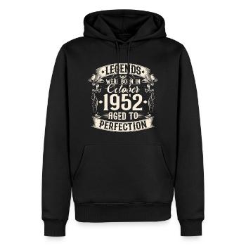 Octobre Né en 1952 Legends Anniversaire - Sweat à capuche Premium bio Homme - noir - Devant - Nico (187cm)