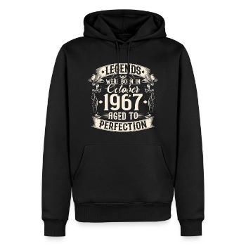 Octobre Né 1967 Légendes Anniversaire - Sweat à capuche Premium bio Homme - noir - Devant - Nico (187cm)