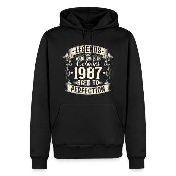 Octobre Né en 1987 Legends Anniversaire - Sweat à capuche Premium bio Homme - noir - Devant - Nico (187cm)