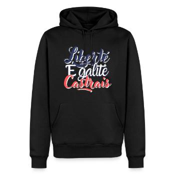 Liberté Egalité Castrais - Sweat à capuche Premium bio Homme - noir - Devant - Nico (187cm)