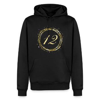 12 - Sweat à capuche Premium bio Homme - noir - Devant - Nico (187cm)
