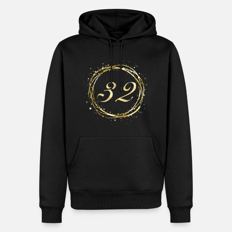 32 - Männer Premium Bio Hoodie - Schwarz