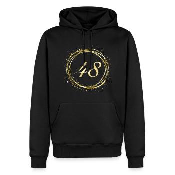 48 - Sweat à capuche Premium bio Homme - noir - Devant - Nico (187cm)