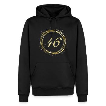 46 - Männer Premium Bio Hoodie - Schwarz - Vorne - Nico (187cm)