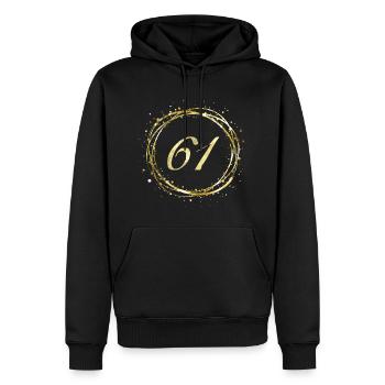 61 - Männer Premium Bio Hoodie - Schwarz - Vorne - Nico (187cm)
