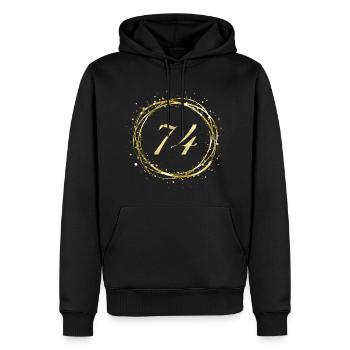 74 - Männer Premium Bio Hoodie - Schwarz - Vorne - Nico (187cm)