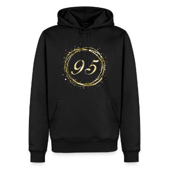 95 - Männer Premium Bio Hoodie - Schwarz - Vorne - Nico (187cm)