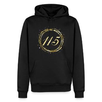 115 - Men’s Premium Organic Hoodie - black - Front - Nico (187cm)