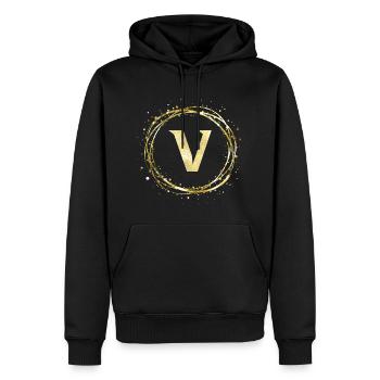 V - Männer Premium Bio Hoodie - Schwarz - Vorne - Nico (187cm)
