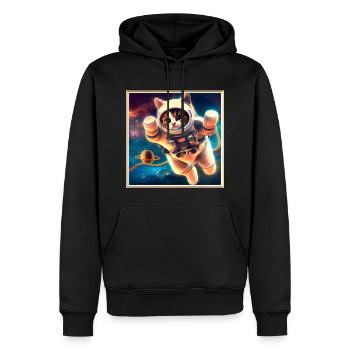 Space Kitty - Men’s Premium Organic Hoodie - black - Front - Nico (187cm)