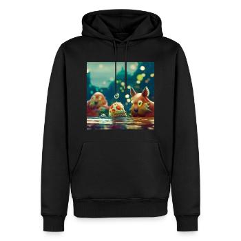Animafun - Sweat à capuche Premium bio Homme - noir - Devant - Nico (187cm)