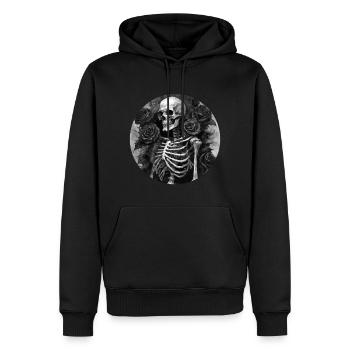 Schwarzes und weißes Gothic Skelett - Männer Premium Bio Hoodie - Schwarz - Vorne - Nico (187cm)