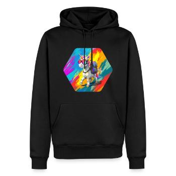 Licorne errante - Sweat à capuche Premium bio Homme - noir - Devant - Nico (187cm)